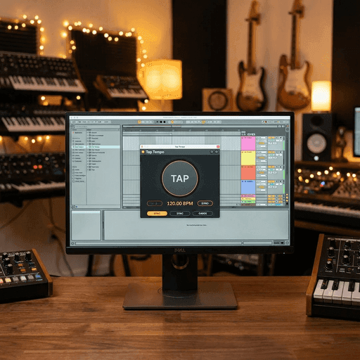 Seorang pengeluar muzik profesional bekerja dalam DAW dengan plugin tempo boleh dilihat.